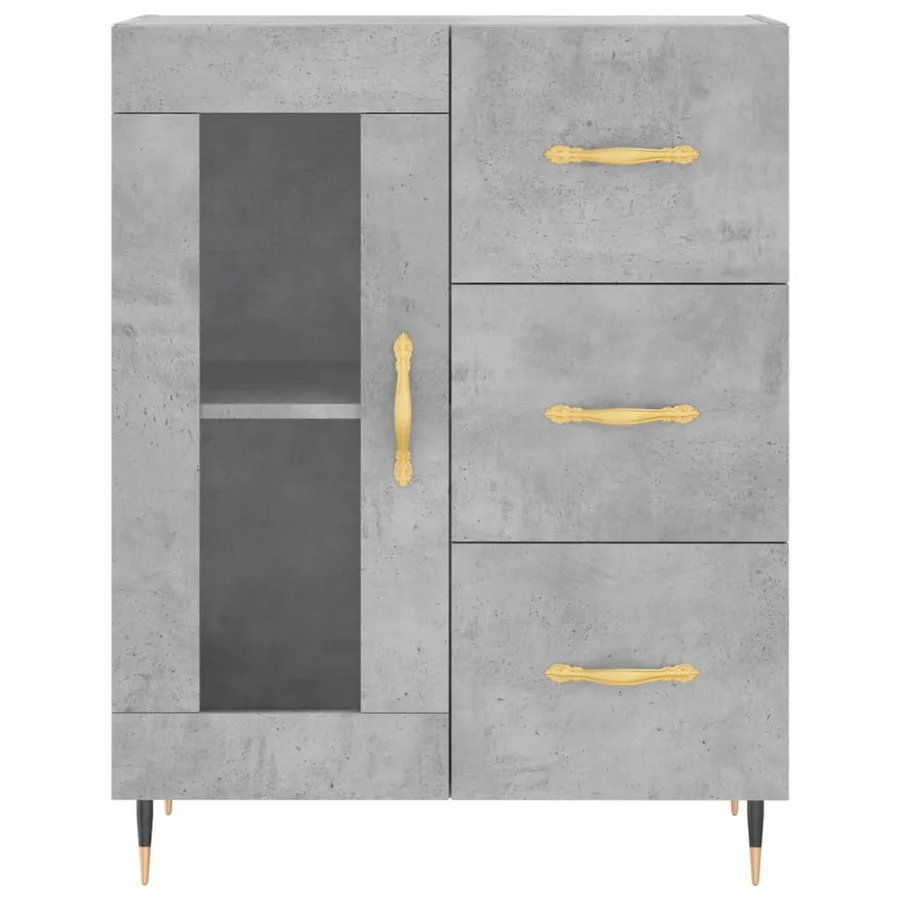 Buffet haut Gris béton 69,5x34x180 cm Bois d'ingénierie - 8