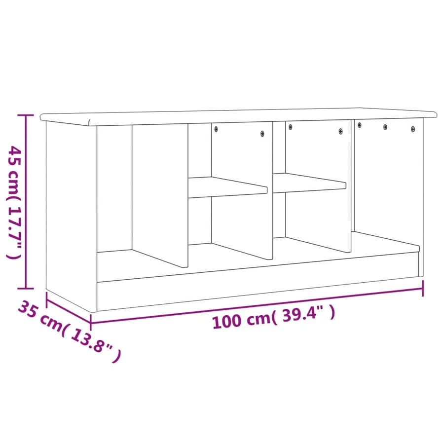 Banc à chaussures ALTA blanc 100x35x45 cm bois massif de pin - 7