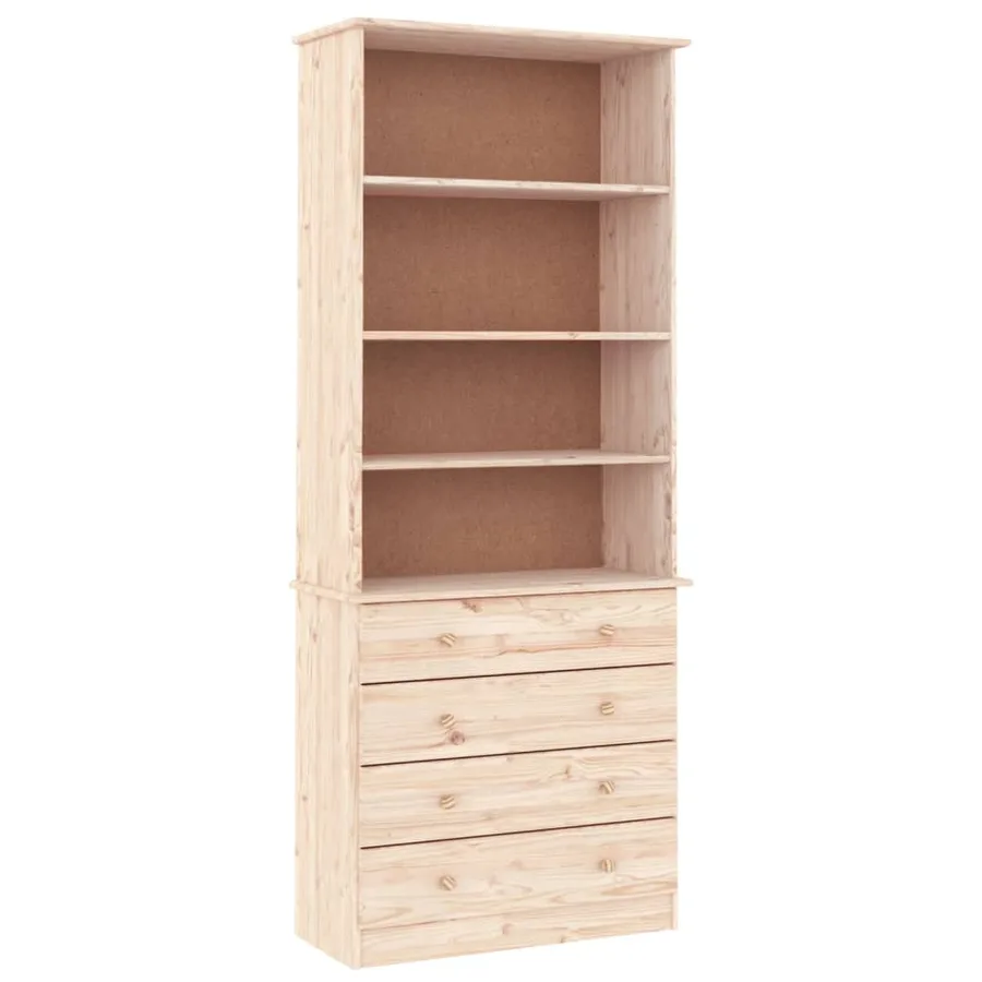 Bibliothèque avec tiroirs ALTA 77x35x186,5cm bois massif de pin - 2