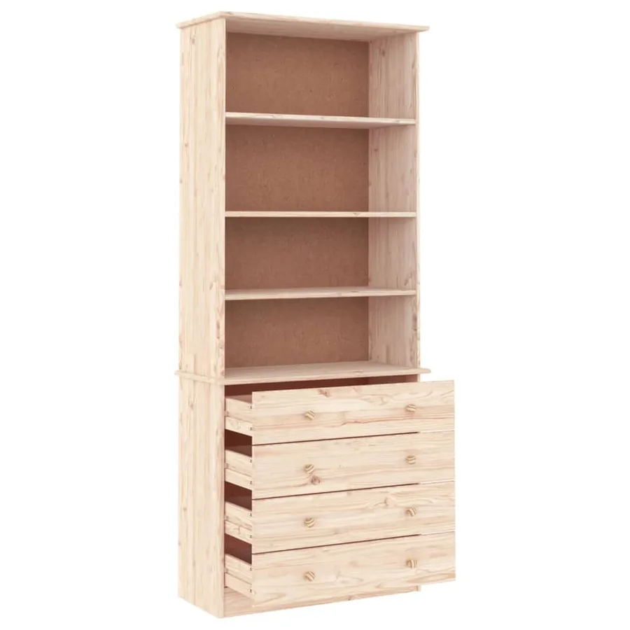 Bibliothèque avec tiroirs ALTA 77x35x186,5cm bois massif de pin - 4