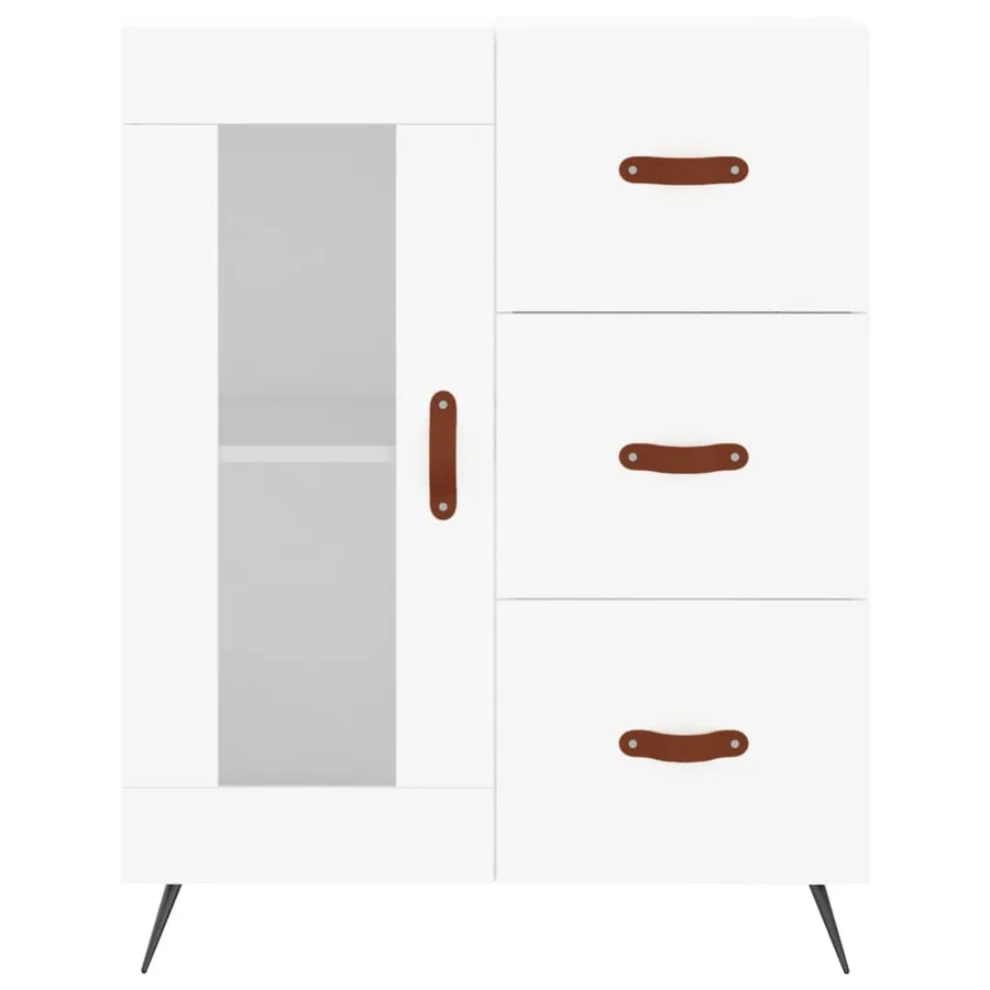 Buffet haut Blanc 69,5x34x180 cm Bois d'ingénierie - 8