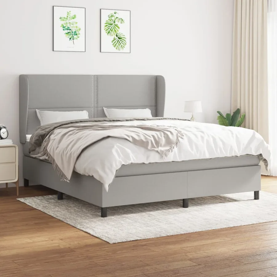 Sommier à lattes de lit avec matelas Gris clair 180x200cm Tissu