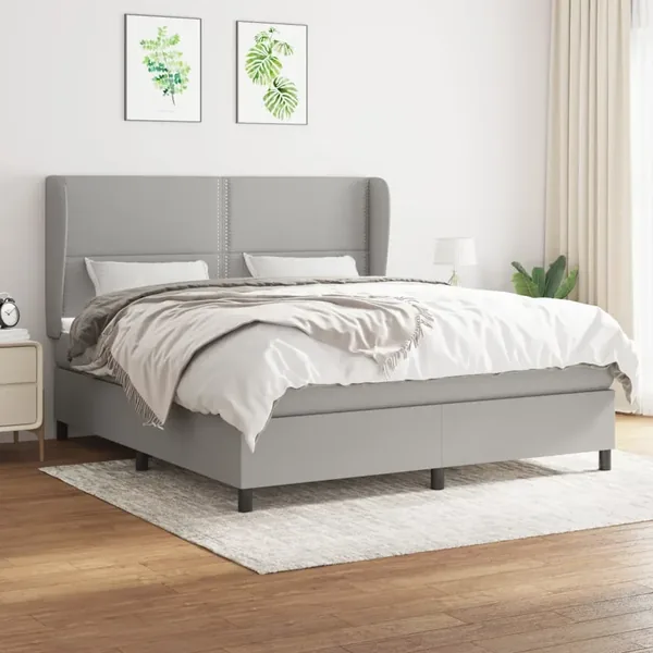 Sommier à lattes de lit avec matelas Gris clair 180x200cm Tissu