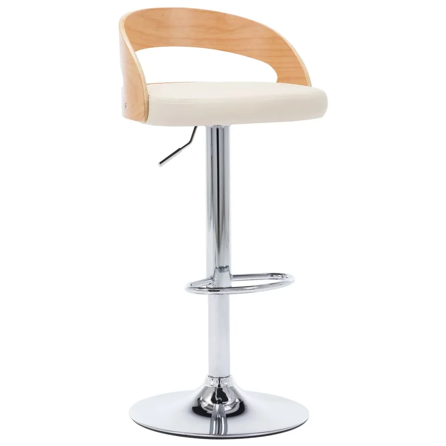 Tabourets de bar lot de 2 crème similicuir et bois courbé - 3