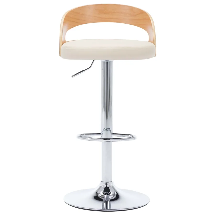 Tabourets de bar lot de 2 crème similicuir et bois courbé - 4