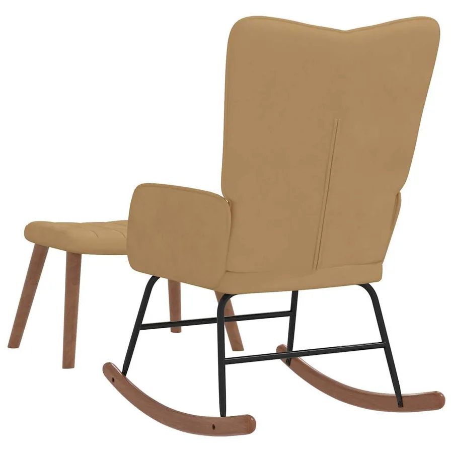 Chaise à bascule avec repose-pied Marron Velours - 7