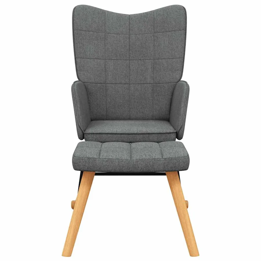 Chaise à bascule avec tabouret Gris foncé Tissu - 3