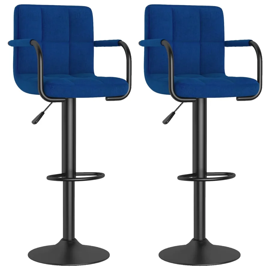 Tabourets de bar lot de 2 bleu tissu - 2