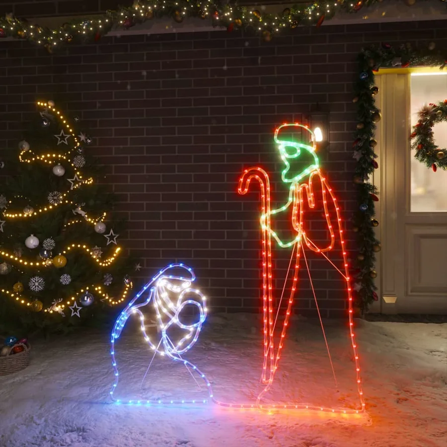 Figurine de Noël Marie et Joseph avec 264 LED 40x55 et 38x100cm