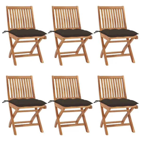 Chaises pliables de jardin avec coussins lot de 6 Bois de teck