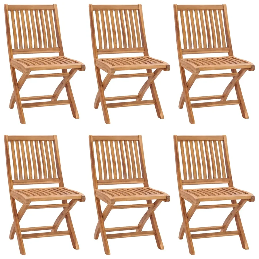 Chaises pliables de jardin avec coussins lot de 6 Bois de teck - 2