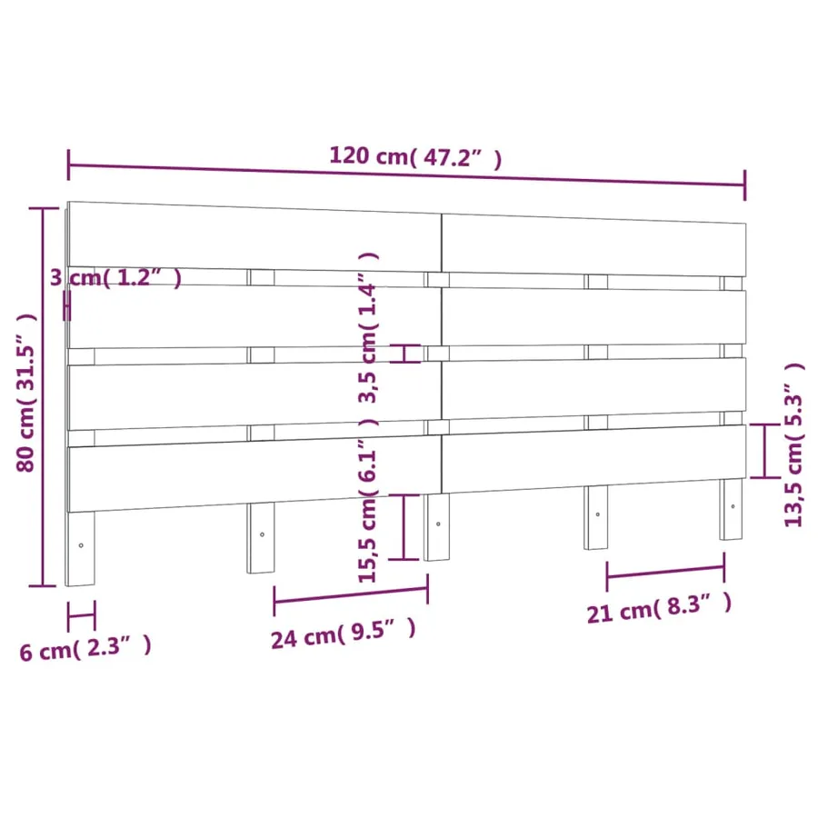 Tête de lit Blanc 120x3x80 cm Bois massif de pin - 6