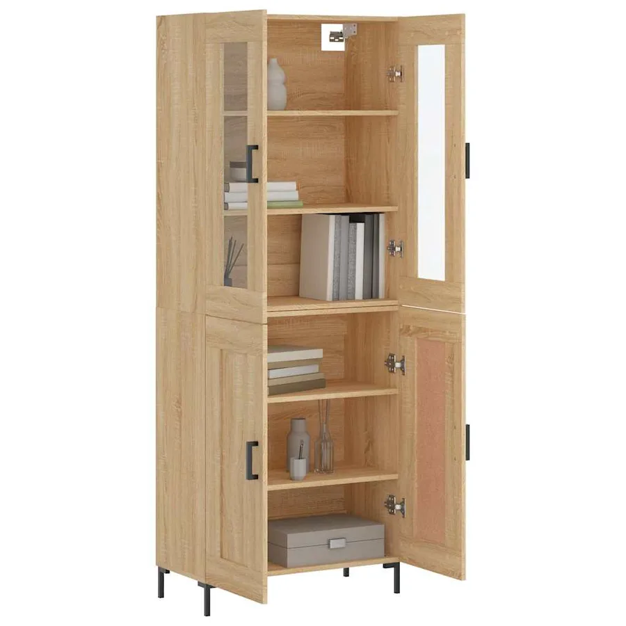 Buffet haut Chêne sonoma 69,5x34x180 cm Bois d'ingénierie - 3