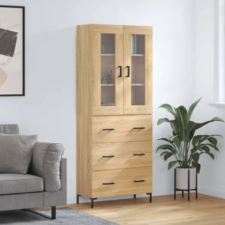 Buffet haut Chêne sonoma 69,5x34x180 cm Bois d'ingénierie
