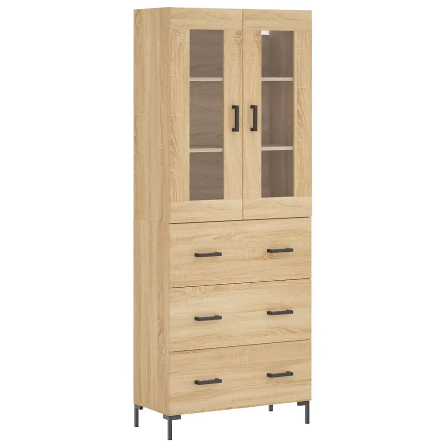 Buffet haut Chêne sonoma 69,5x34x180 cm Bois d'ingénierie - 2