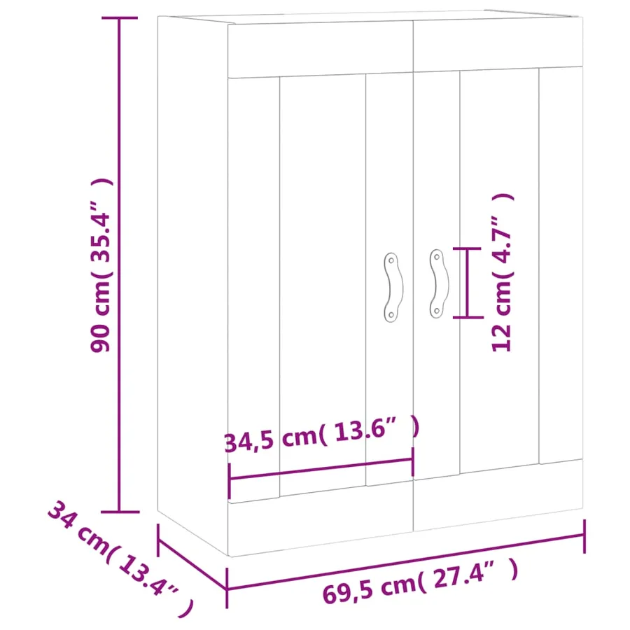 Armoire murale chêne fumé 69,5x34x90 cm - 13