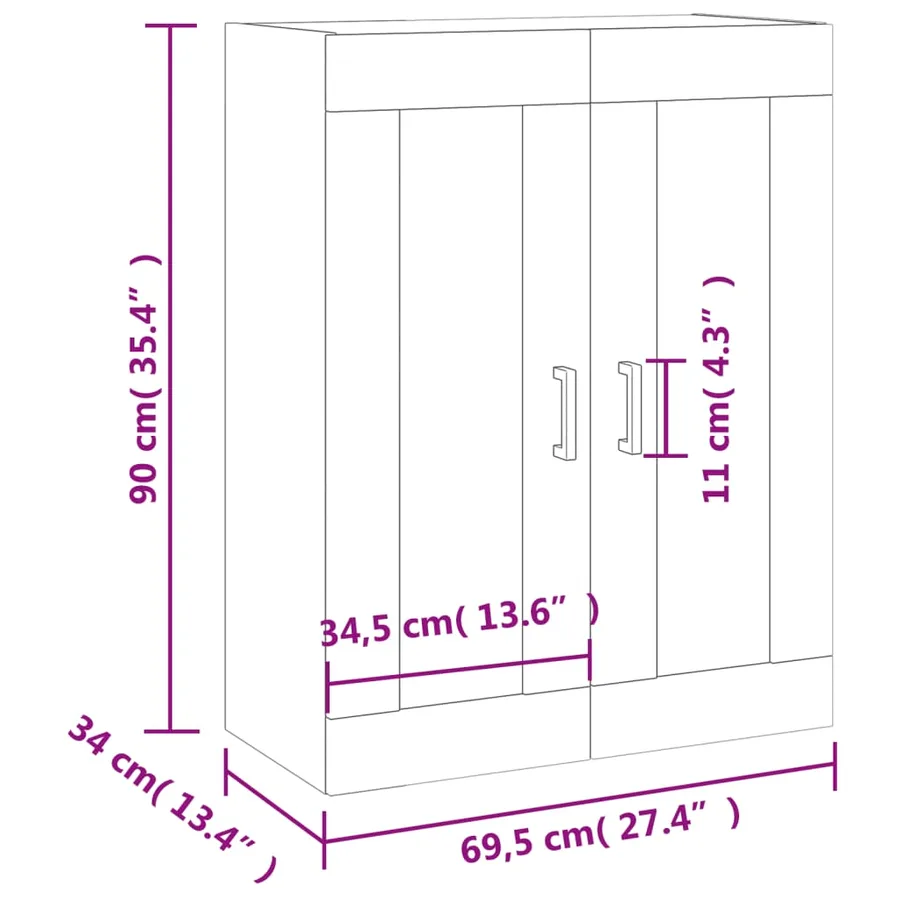 Armoire murale chêne fumé 69,5x34x90 cm - 13