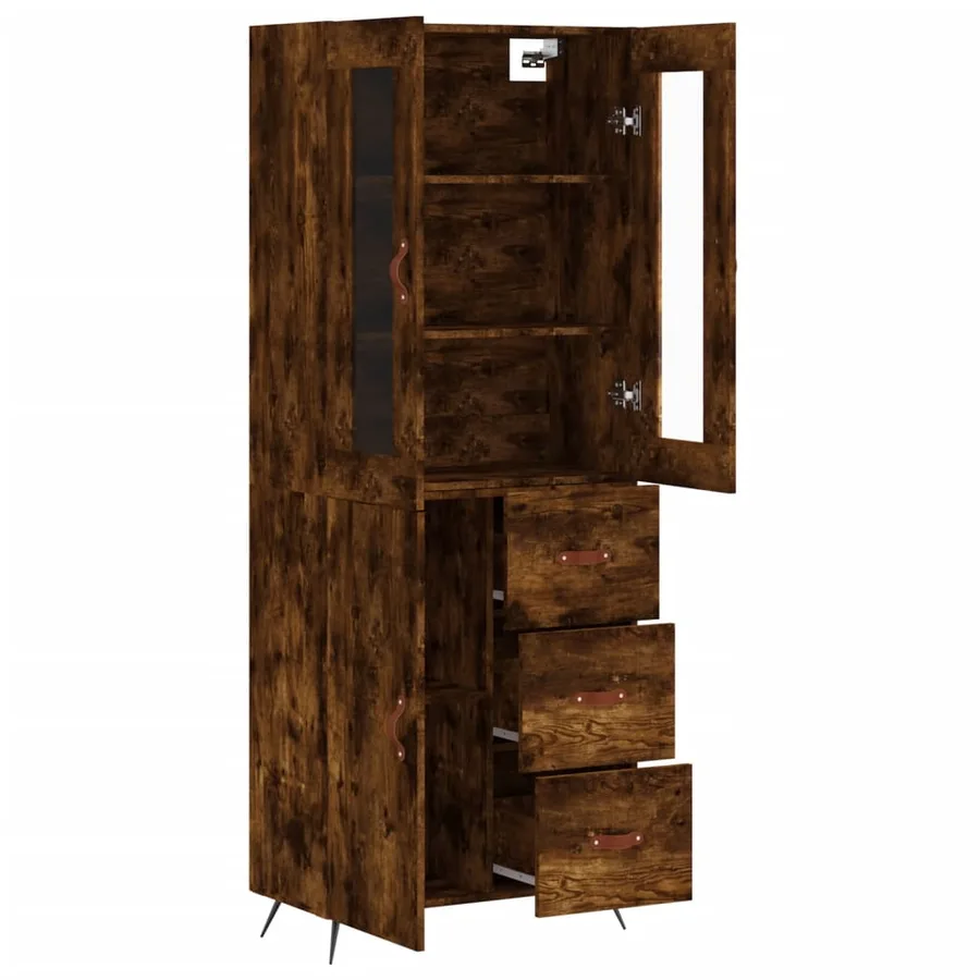 Buffet haut Chêne fumé 69,5x34x180 cm Bois d'ingénierie - 4