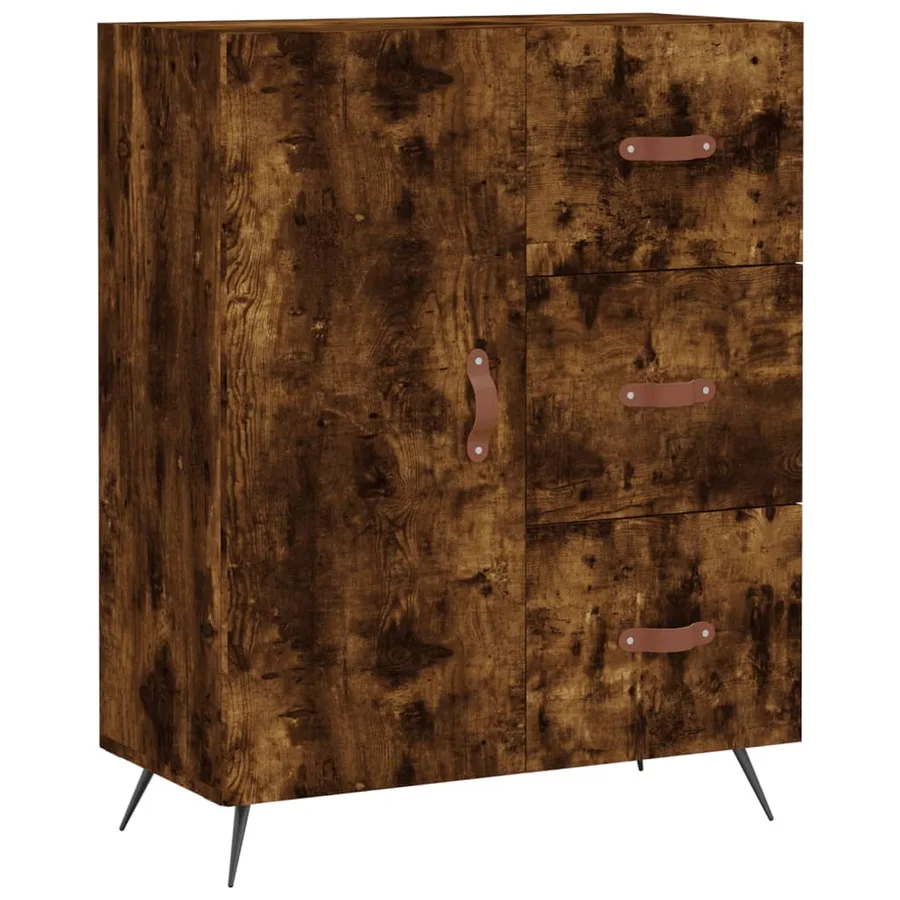 Buffet haut Chêne fumé 69,5x34x180 cm Bois d'ingénierie - 7
