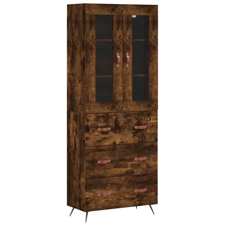 Buffet haut Chêne fumé 69,5x34x180 cm Bois d'ingénierie - 2
