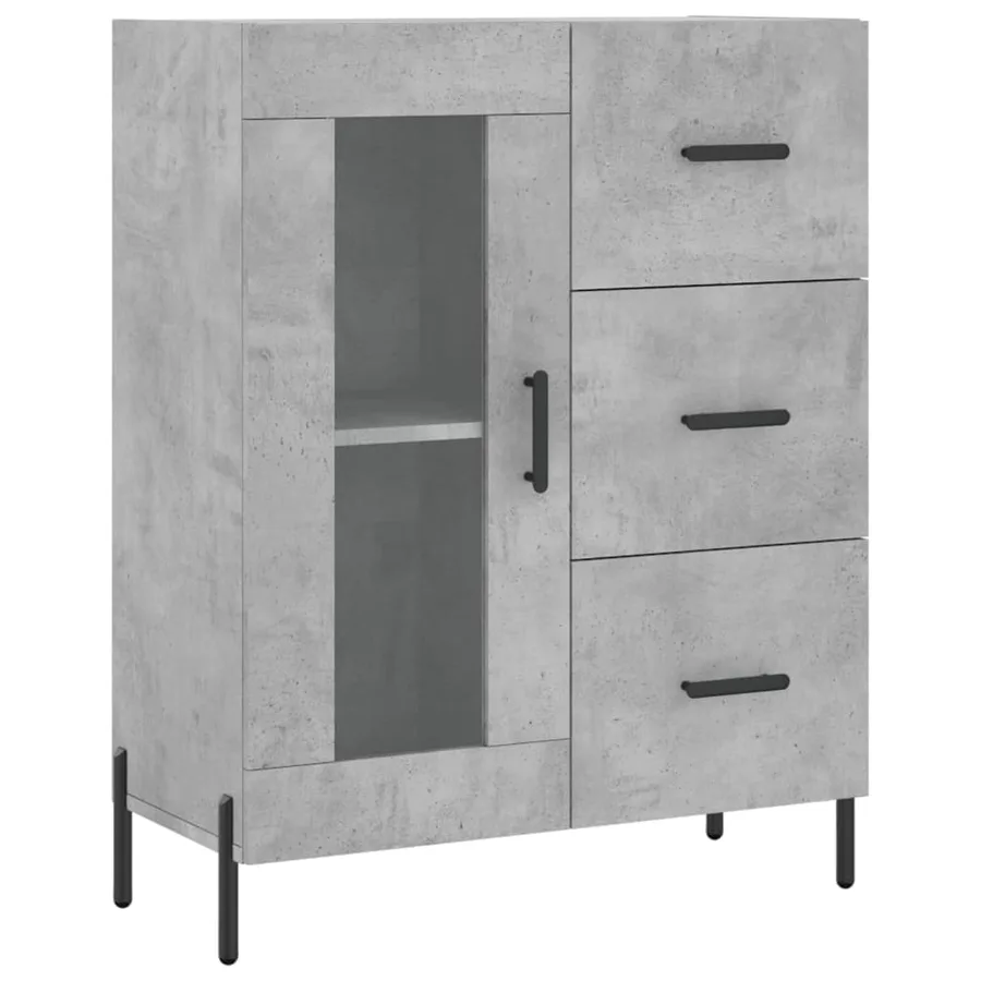 Buffet haut Gris béton 69,5x34x180 cm Bois d'ingénierie - 7
