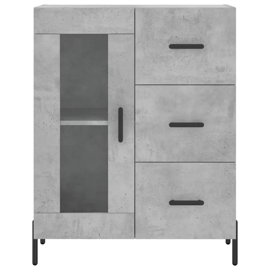 Buffet haut Gris béton 69,5x34x180 cm Bois d'ingénierie - 8