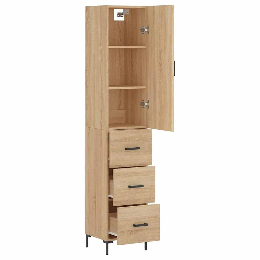 Buffet haut Chêne sonoma 34,5x34x180 cm Bois d'ingénierie - 4