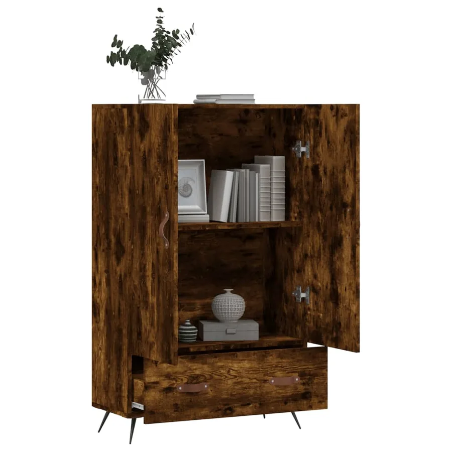 Buffet haut chêne fumé 69,5x31x115 cm bois d'ingénierie - 3
