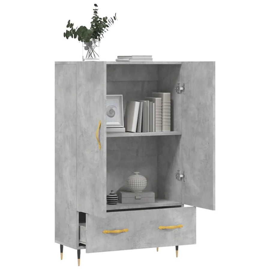 Buffet haut gris béton 69,5x31x115 cm bois d'ingénierie - 4