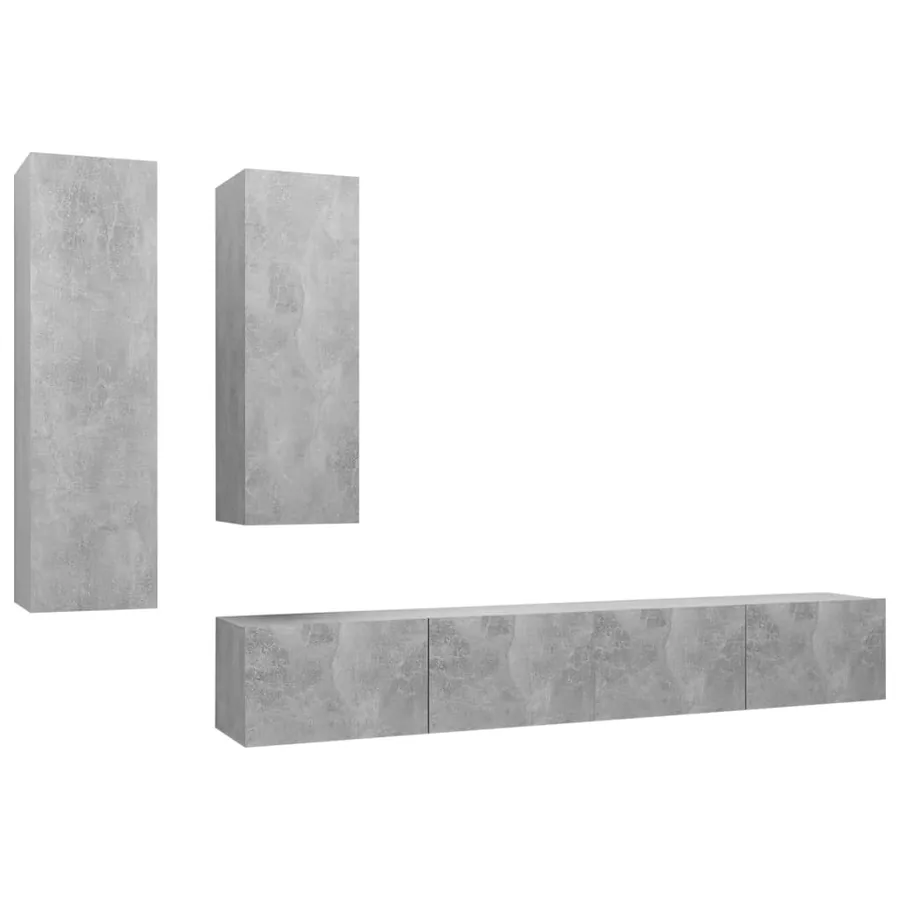 Ensemble de meuble TV 4 pcs Gris béton Bois d'ingénierie - 2