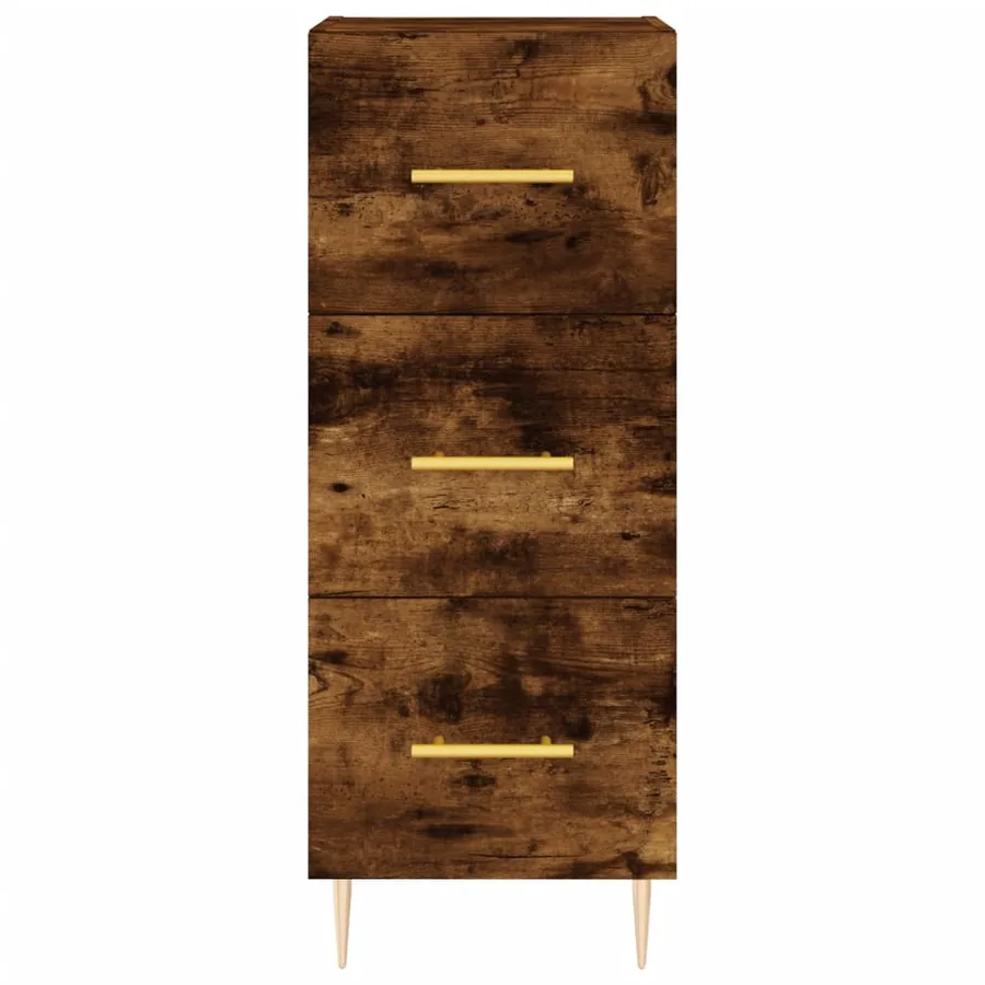 Buffet haut Chêne fumé 34,5x34x180 cm Bois d'ingénierie - 6