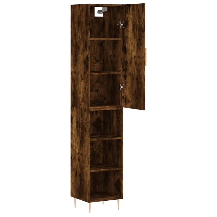 Buffet haut Chêne fumé 34,5x34x180 cm Bois d'ingénierie - 4