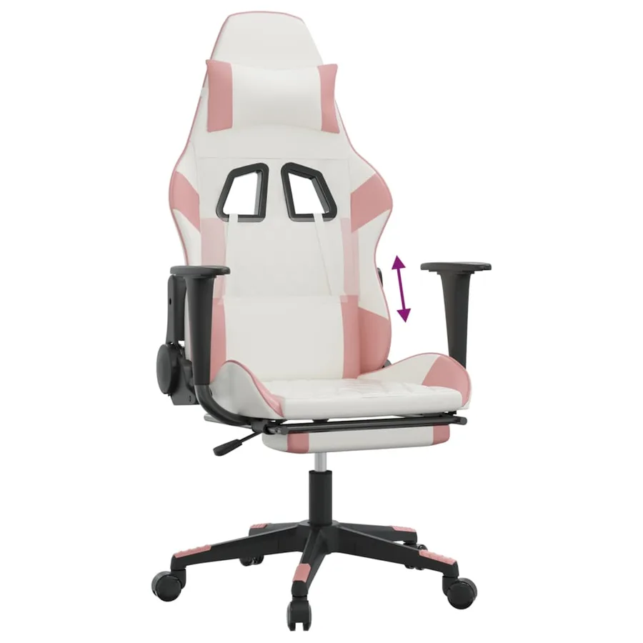 Chaise de jeu avec repose-pied Blanc et rose Similicuir - 8