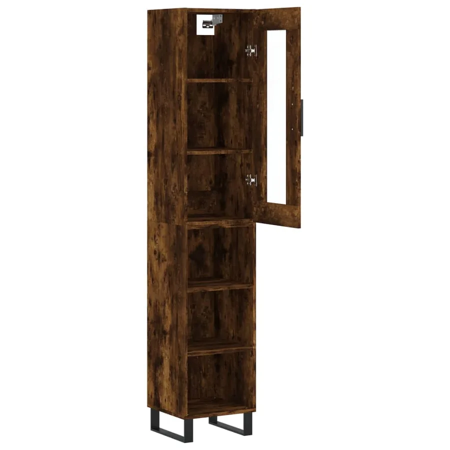 Buffet haut Chêne fumé 34,5x34x180 cm Bois d'ingénierie - 4