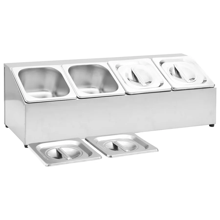 Récipient Gastronorm avec 4 bacs GN 1/6 Acier inoxydable - 6