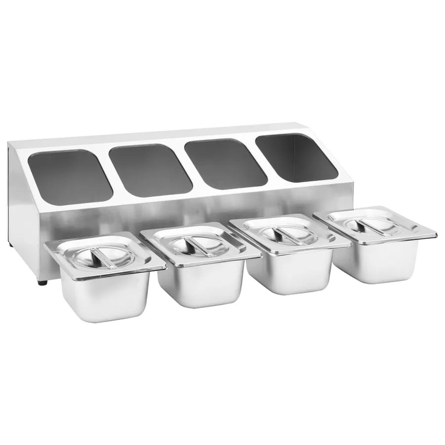 Récipient Gastronorm avec 4 bacs GN 1/6 Acier inoxydable - 7