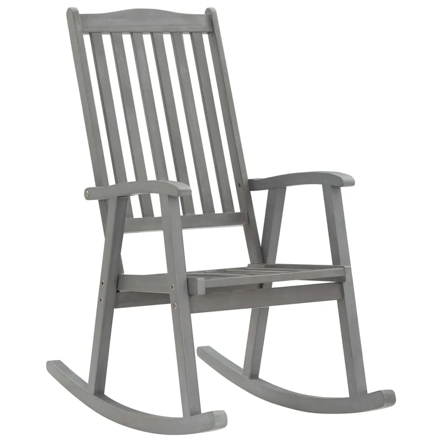 Chaise à bascule avec coussins Gris Bois d'acacia massif - 2