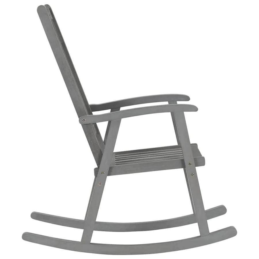Chaise à bascule avec coussins Gris Bois d'acacia massif - 4