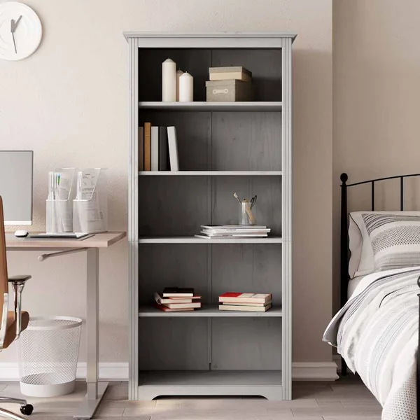 Bibliothèque BODO gris 82x40x173 cm bois pin massif 5 niveaux