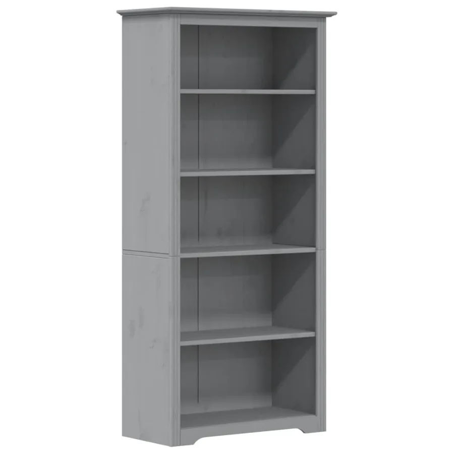 Bibliothèque BODO gris 82x40x173 cm bois pin massif 5 niveaux - 2