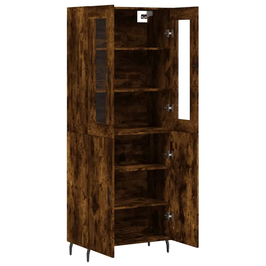 Buffet haut Chêne fumé 69,5x34x180 cm Bois d'ingénierie - 4