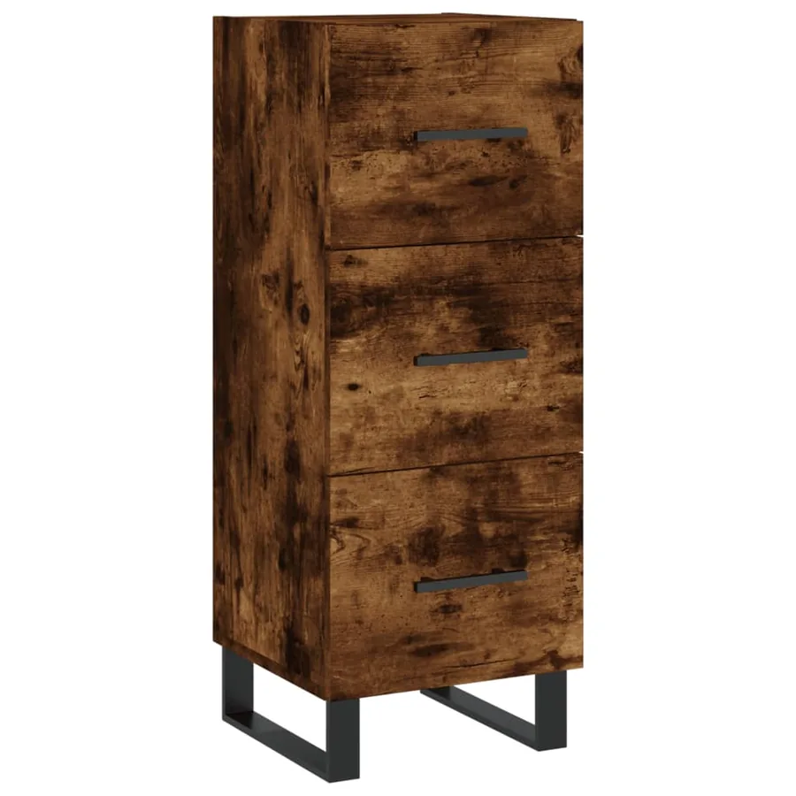 Buffet haut Chêne fumé 34,5x34x180 cm Bois d'ingénierie - 5