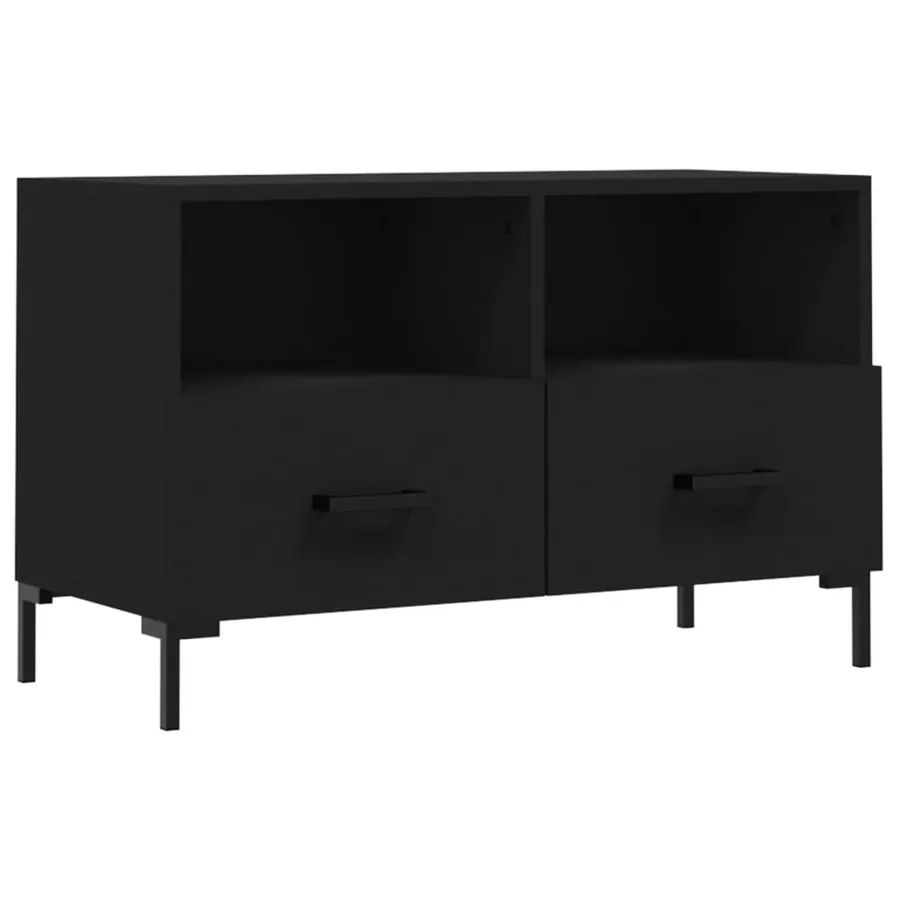 Meuble TV Noir 80x36x50 cm Bois d'ingénierie - 2