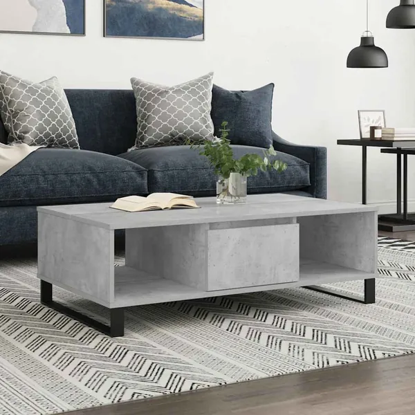 Table basse gris béton 104x60x35 cm bois d'ingénierie