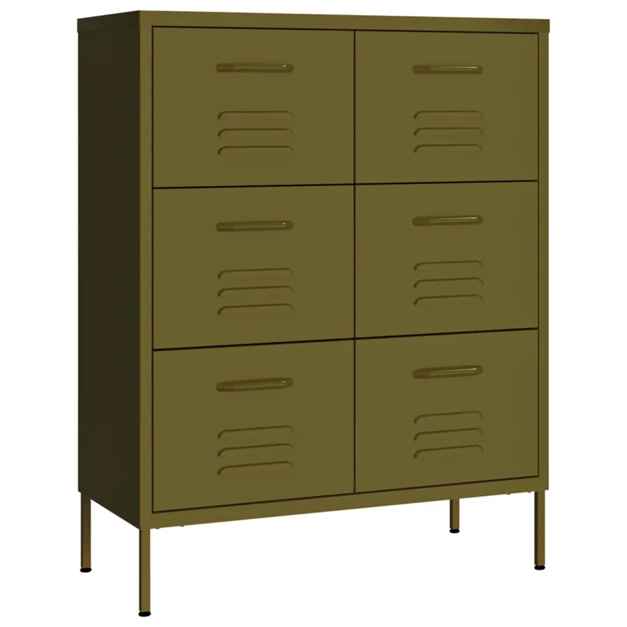 Armoire à tiroirs Vert olive 80x35x101,5 cm Acier - 2