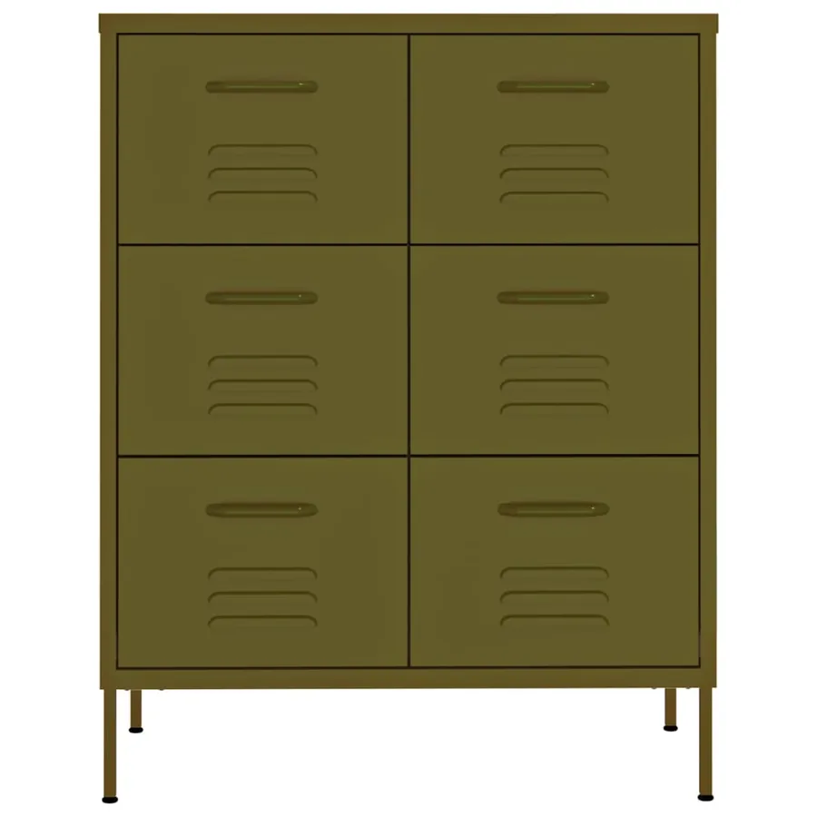 Armoire à tiroirs Vert olive 80x35x101,5 cm Acier - 3
