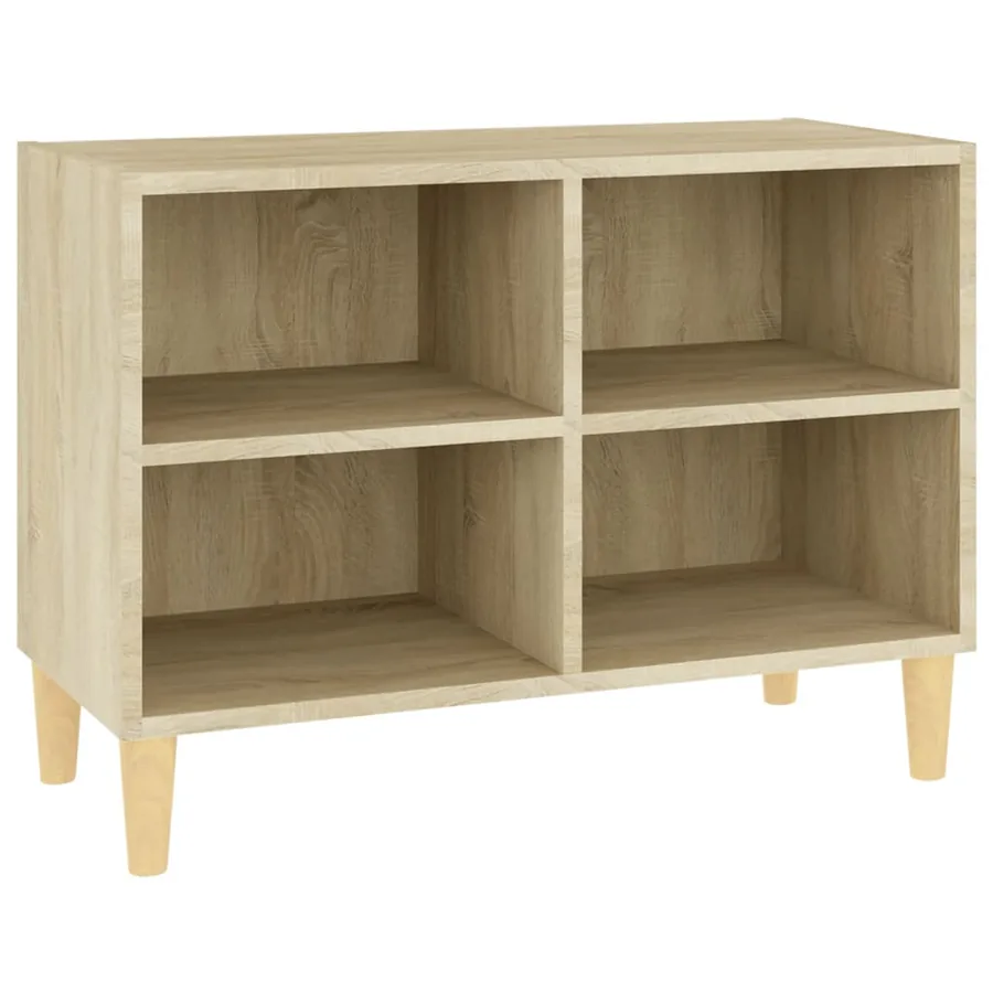 Meuble TV avec pieds en bois massif Chêne sonoma 69,5x30x50 cm - 2