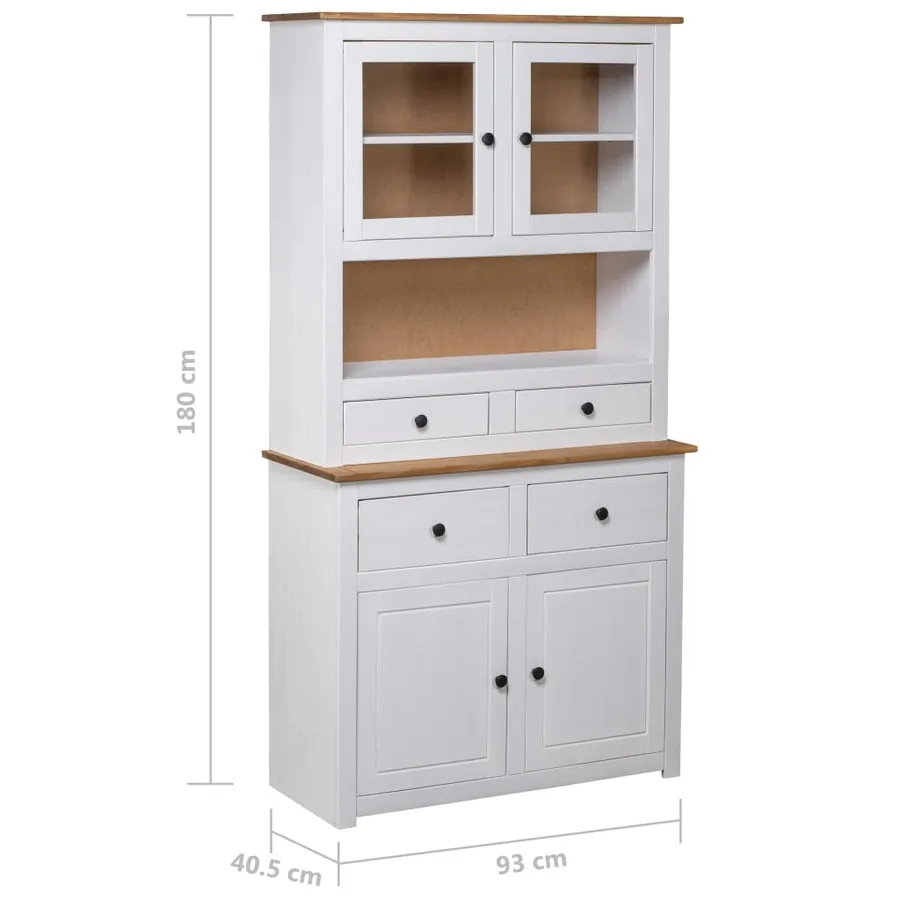 Buffet haut Blanc 93x40,5x180 cm Pin Gamme Panama - 7
