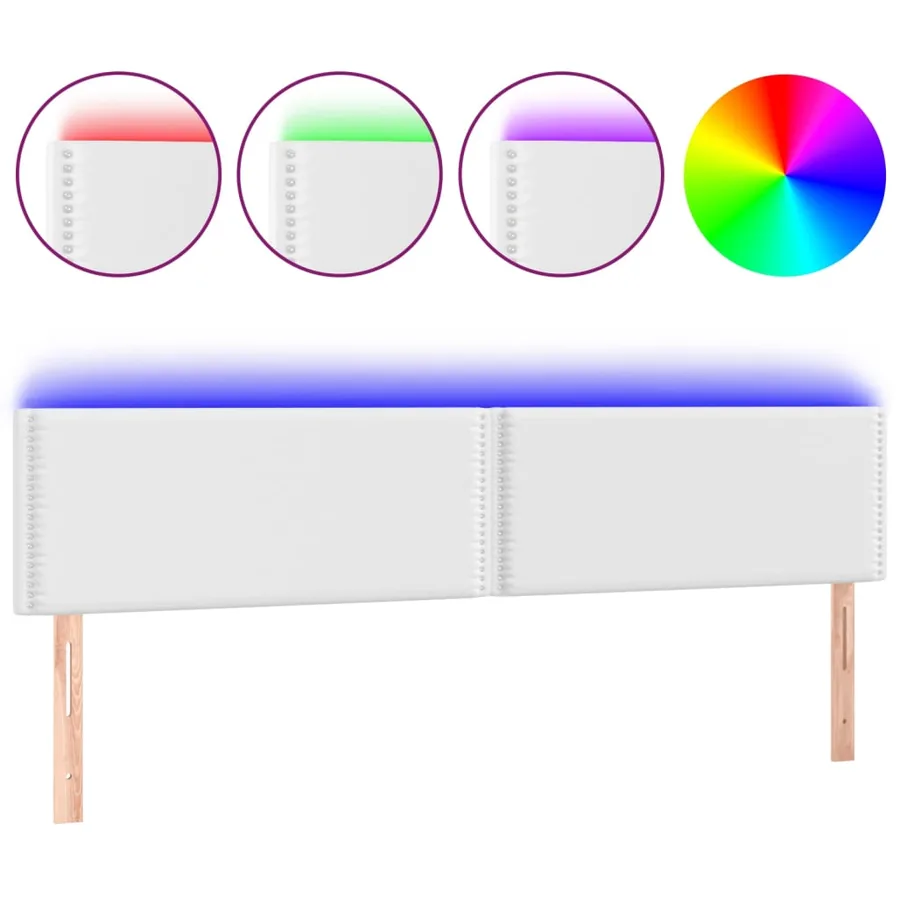 Tête de lit à LED Blanc 200x5x78/88 cm Similicuir - 2