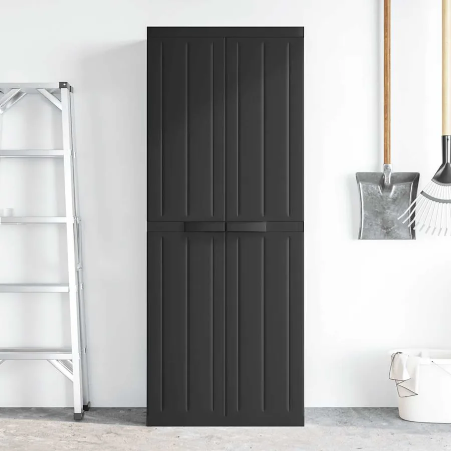 Armoire de rangement d'extérieur noir 65x37x165 cm PP - 3